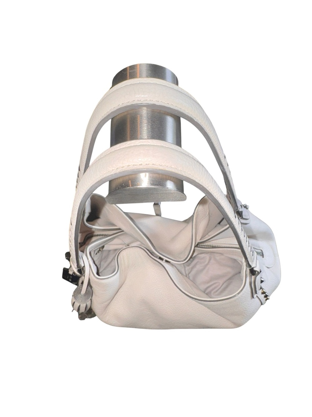 Coach Edie 31 Bandana Rivets Pebble Leather Shoulder Bag, Chalk White - Picture 4 of 13